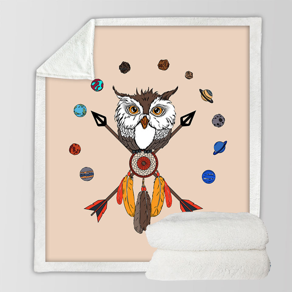 Decorative Blankets Arrows Dream Catcher and Owl