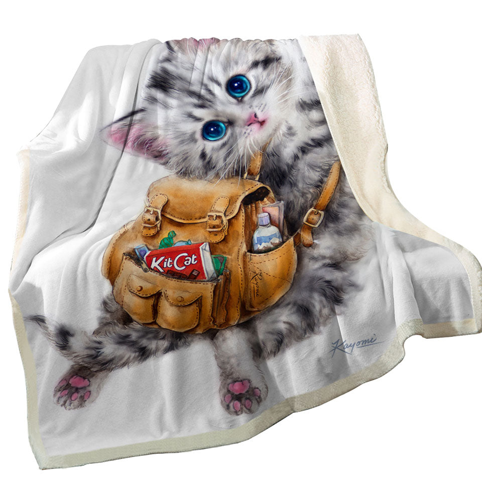 Decorative Blankets Funny Cute Cats Designs Hang in There Kitten