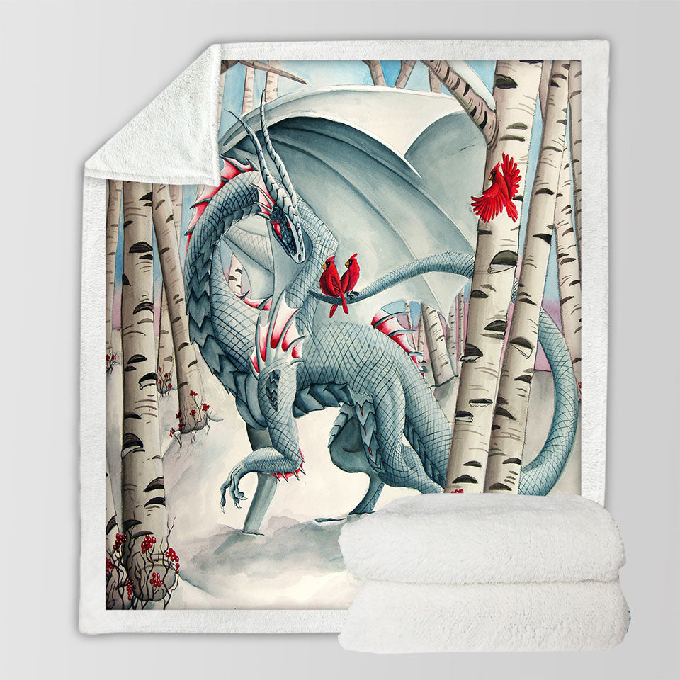 products/Decorative-Blankets-Lady-of-the-Forest-Fantasy-Art-Dragon-Painting