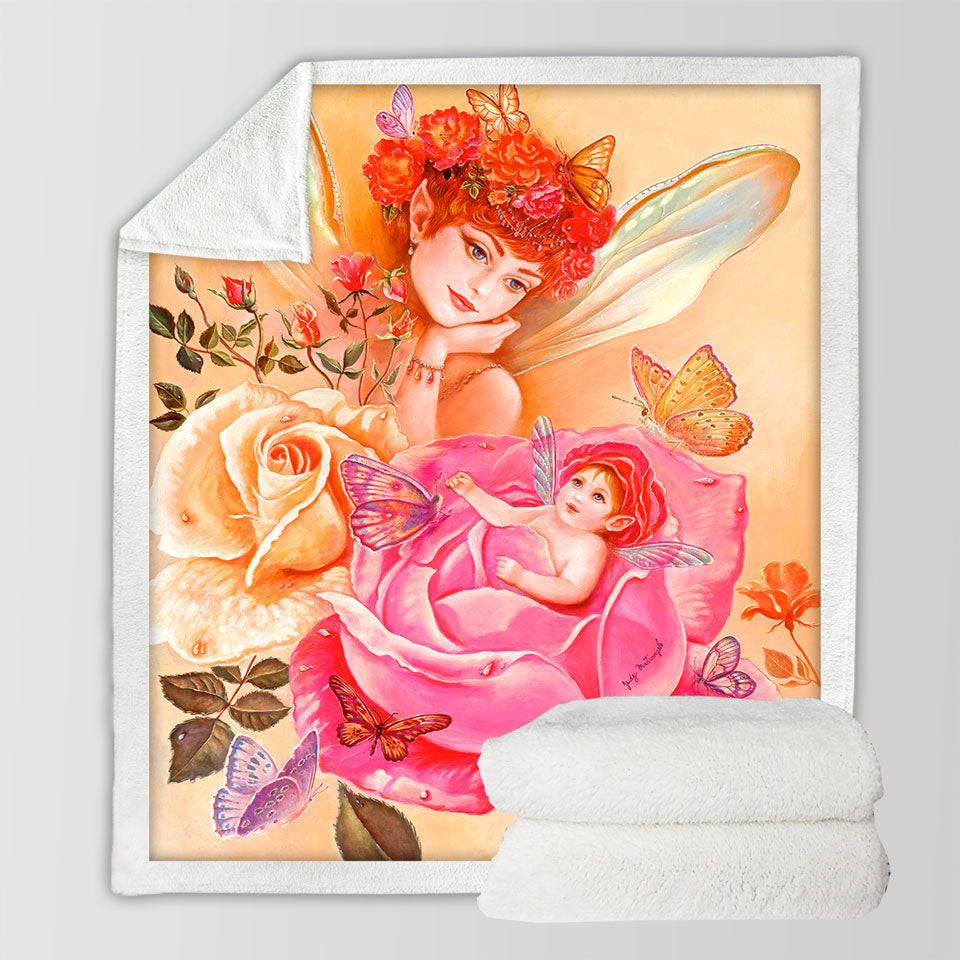 products/Decorative-Blankets-Roses-Fairy-and-Her-Baby-Painting-My-Little-Rosebud