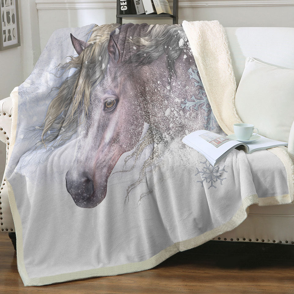 products/Decorative-Blankets-Winter-Snow-and-Bright-Hair-White-Horse