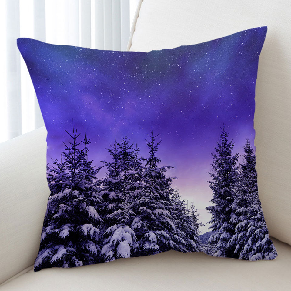 Decorative Cushions Feature Bright Winter Night in the Snowy Forest