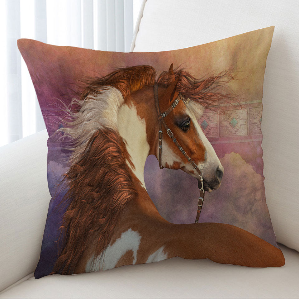 Decorative Cushions Heart of the West Brown and White Pinto Horse