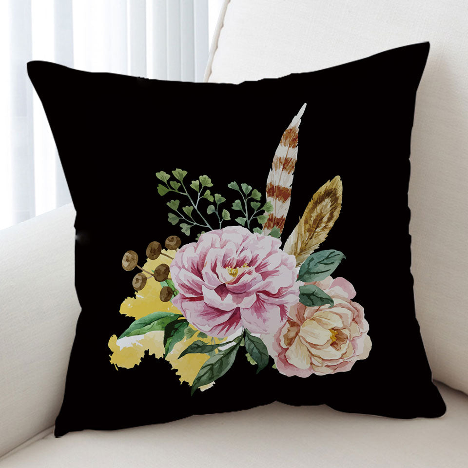 Decorative Cushions of Pinkish Roses Bouquet
