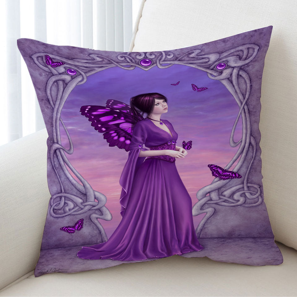 Decorative Cushions with Butterflies and Purple Amethyst Butterfly Girl