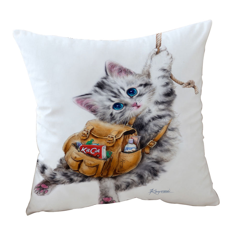 Decorative Pillows Funny Cute Cats Designs Hang in There Kitten