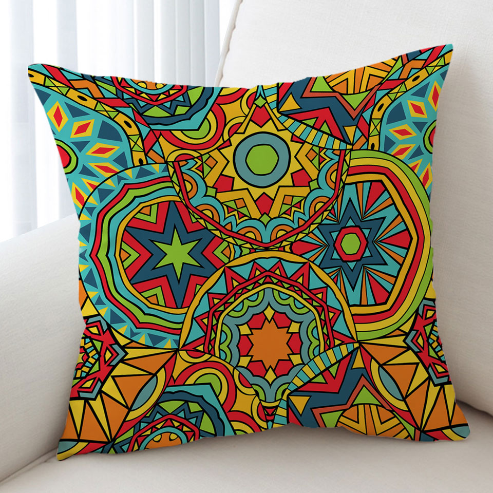 Decorative Pillows Green Red Blue Messy Abstract