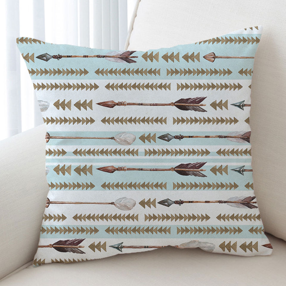 Decorative Pillows Light Blue Stripes Arrows Design