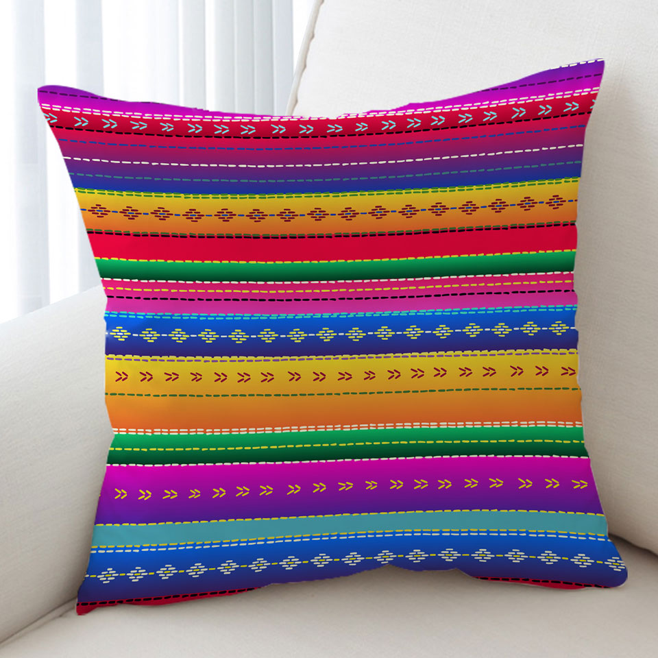 Decorative Pillows Multi Colored pictograms and Stripes