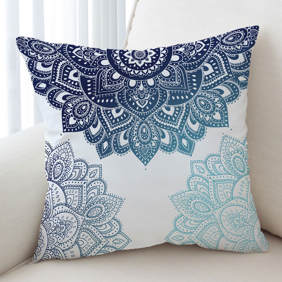 Decorative Pillows Teal Blue Mandala