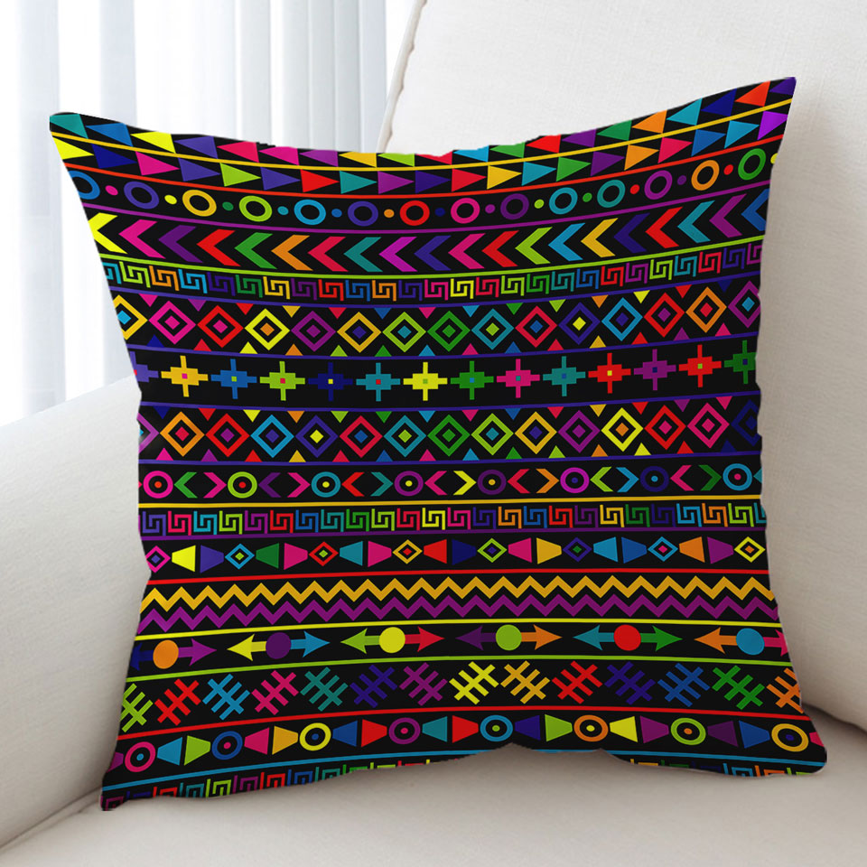 Decorative Pillows with Multi Colored Geometric Pattern