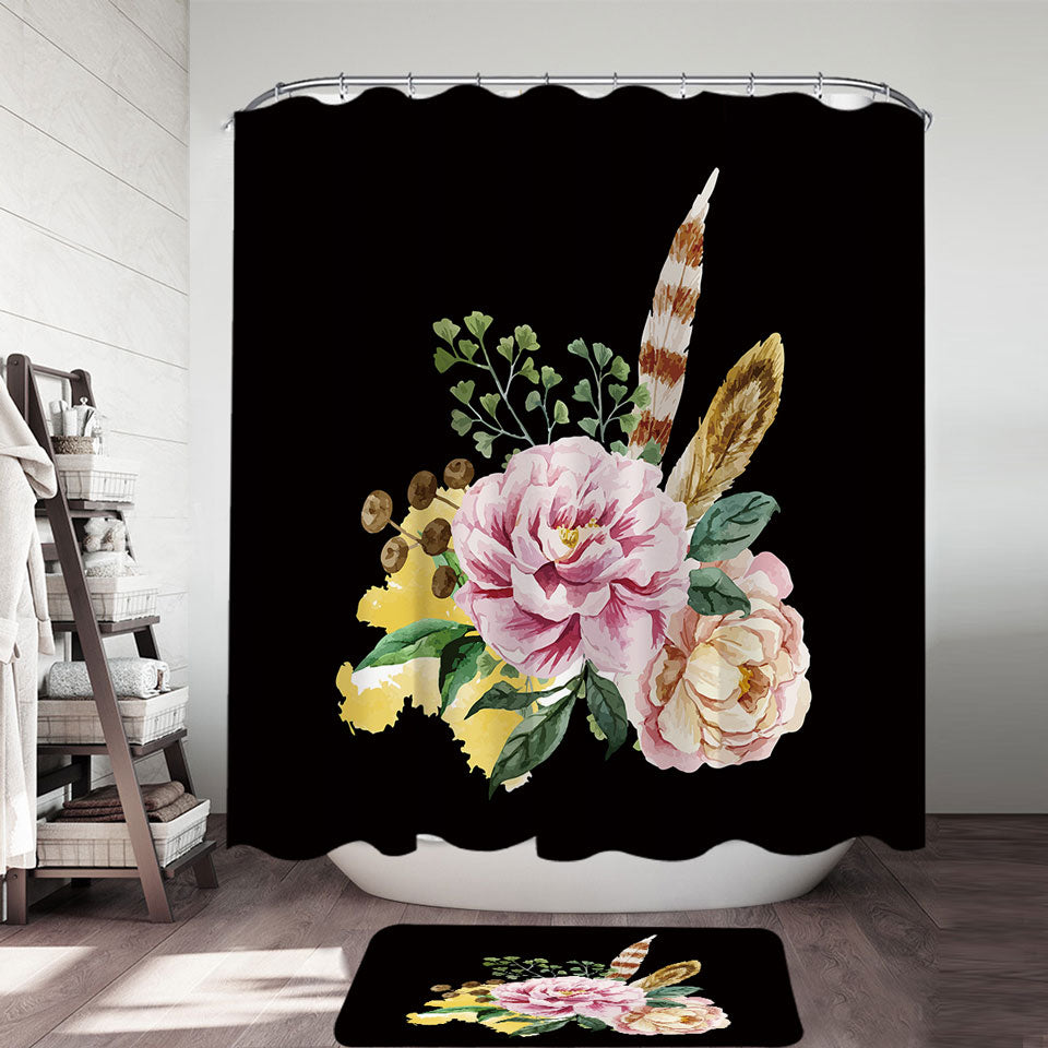 Decorative Shower Curtains of Pinkish Roses Bouquet