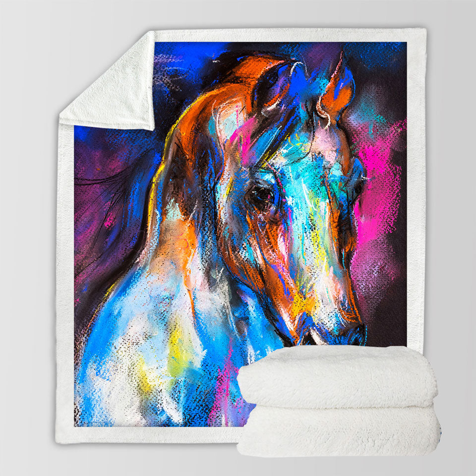 Decorative Throw Blankets Artistic Horse Painting