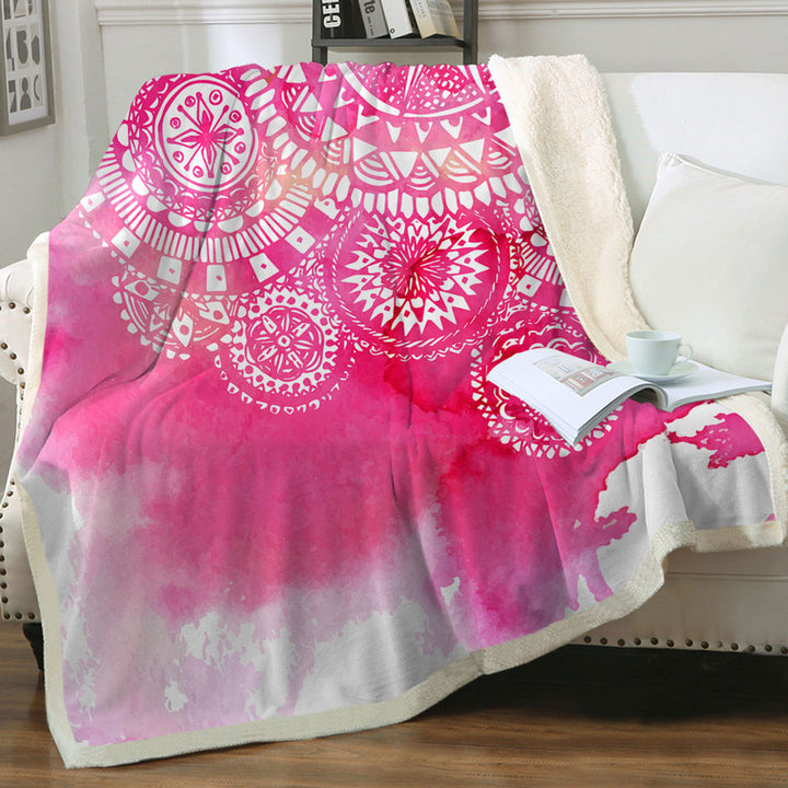 Decorative Throws with Pink Fog and White Mandalas