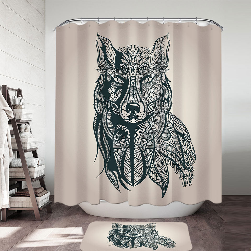 Deep Wolf Shower Curtains