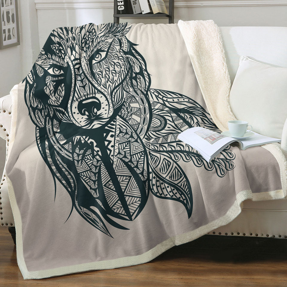 Deep Wolf Throw Blankets