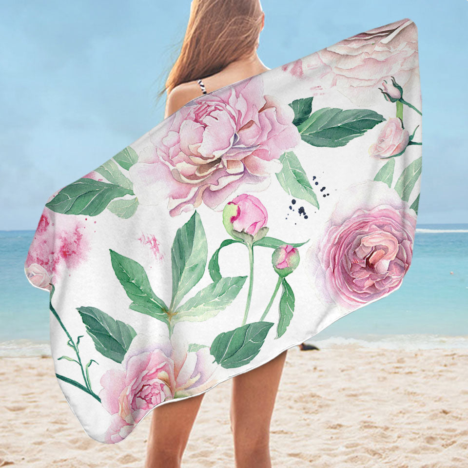Delicate Pink Flowers Beautiful Beach Towels