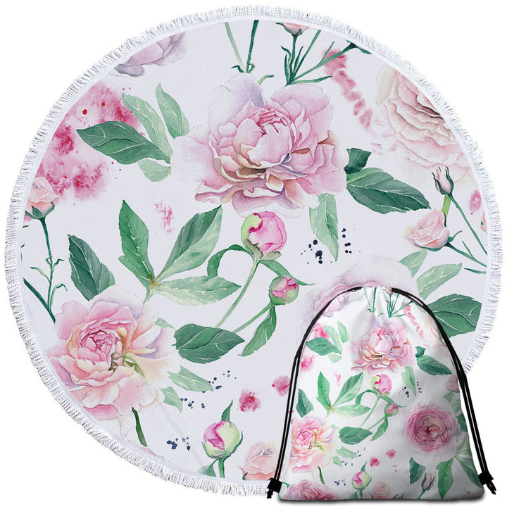 Delicate Pink Flowers Circle Towel
