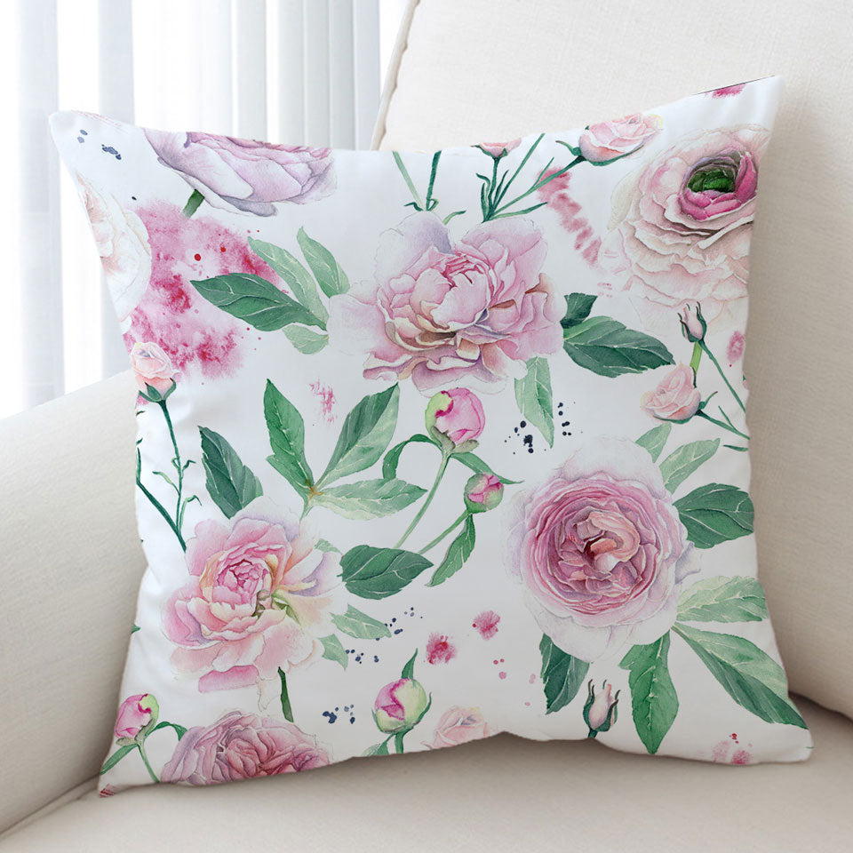 Delicate Pink Flowers Decorative Cushions