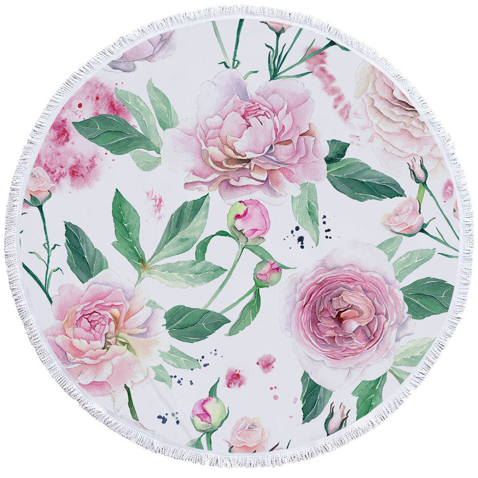 Delicate Pink Flowers Womens Beach Towel