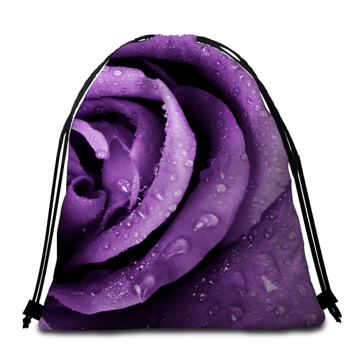 Dew Covered Purple Rose Beach Towel Pack