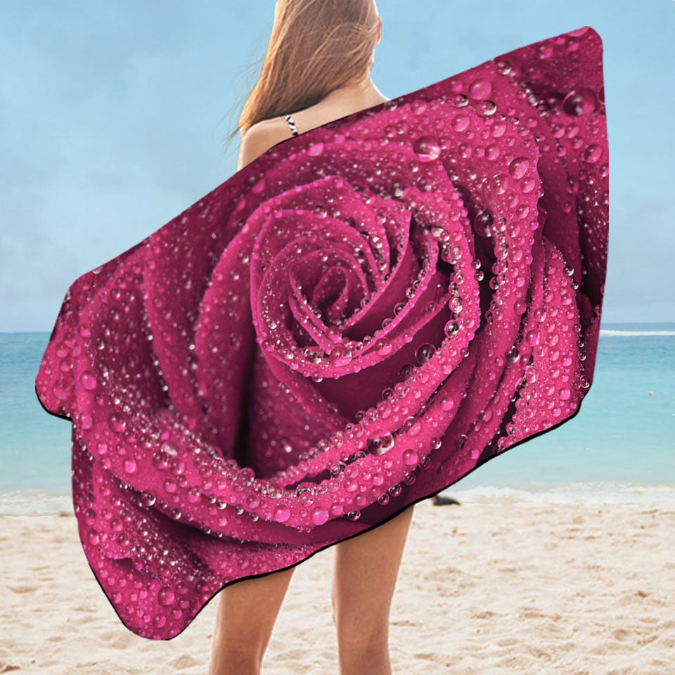 Dew Covered Rosy Rose Nice Beach Towels