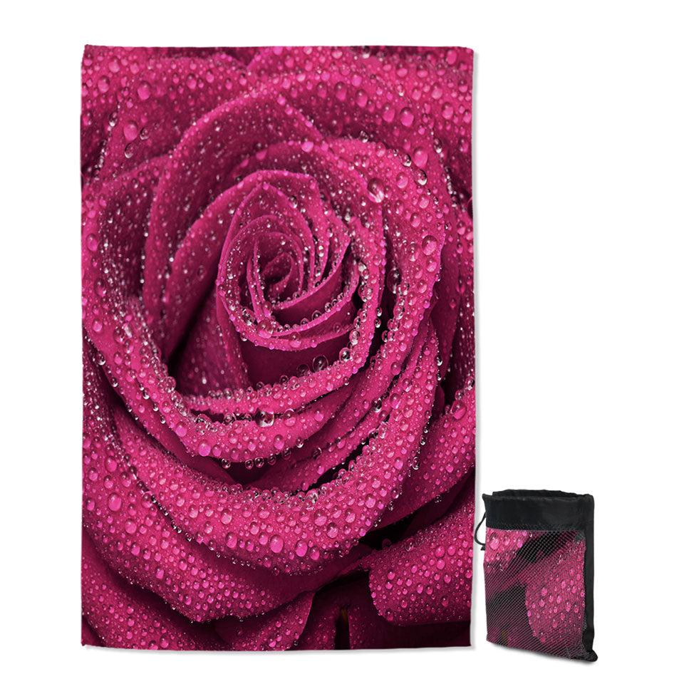 Dew Covered Rosy Rose Swims Towel