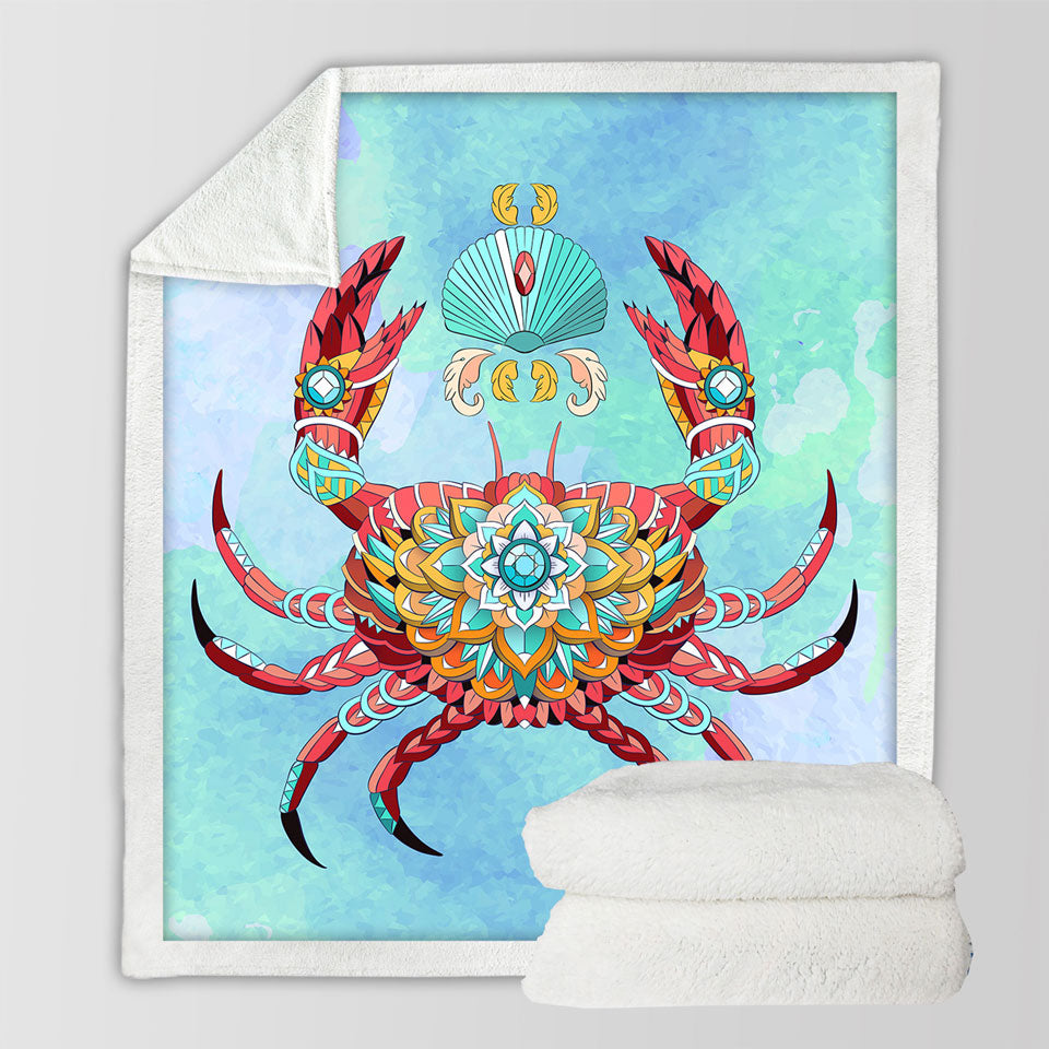 Diamond Crab Nautical Themed Throw Blanket for Decorate
