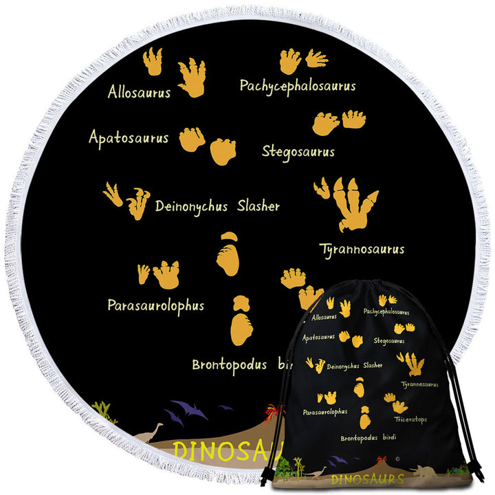 Dinosaurs Beach Towels World and Footprints Track