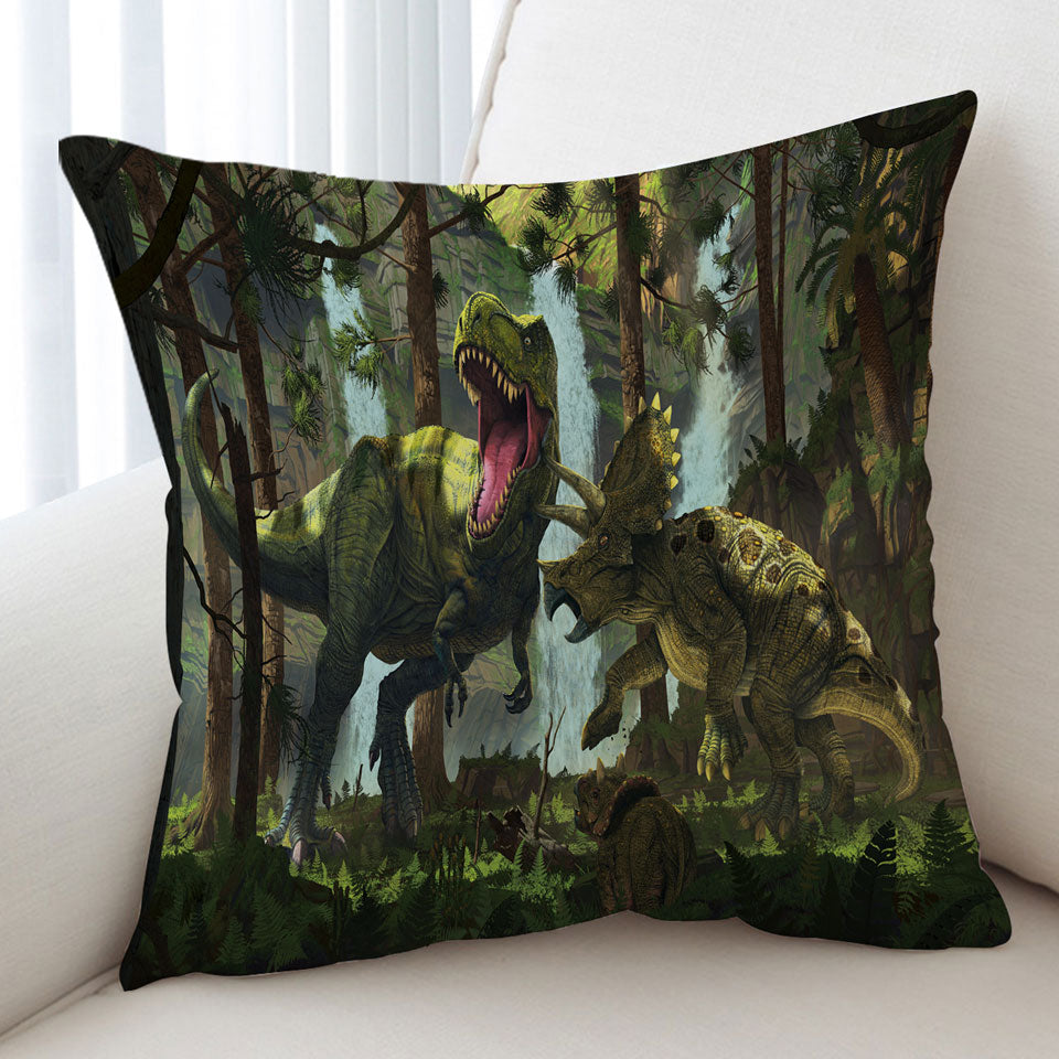 Dinosaurs Cushion Covers Protection Fight Cool Dinosaurs Art the Dinosaurs Forest