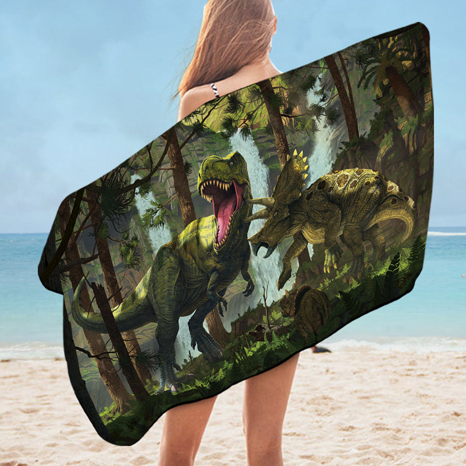 Dinosaurs Pool Towels Protection Fight Cool Dinosaurs Art the Dinosaurs Forest
