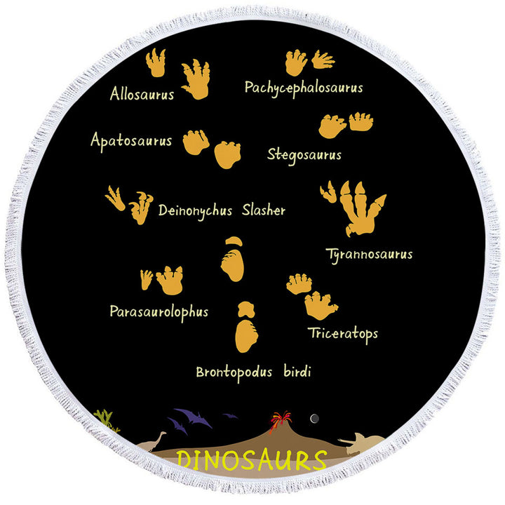 Dinosaurs Travel Beach Towel World and Footprints Track