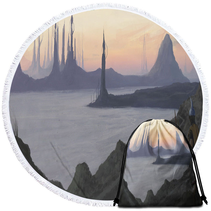 Distant Lands Fantasy Artwork Circle Beach Towel