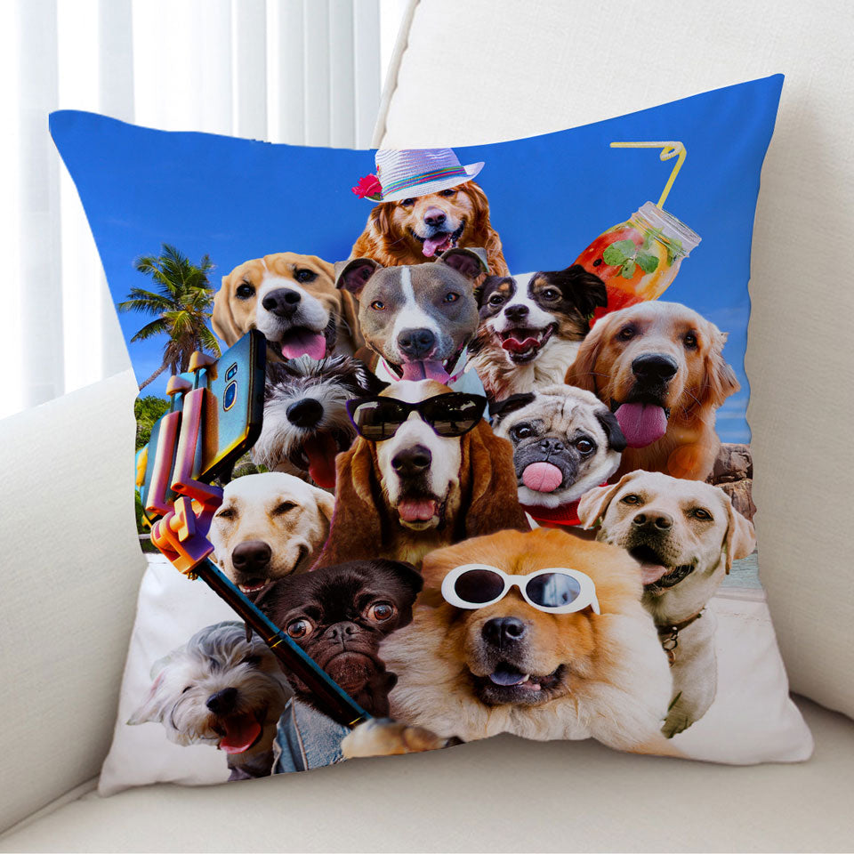 Dog Cushion Covers Awesome Selfie Funny Dogs with Sunglasses on the Beach