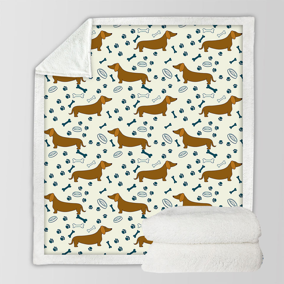 Dog Paw Bone and Dachshund Couch Throws