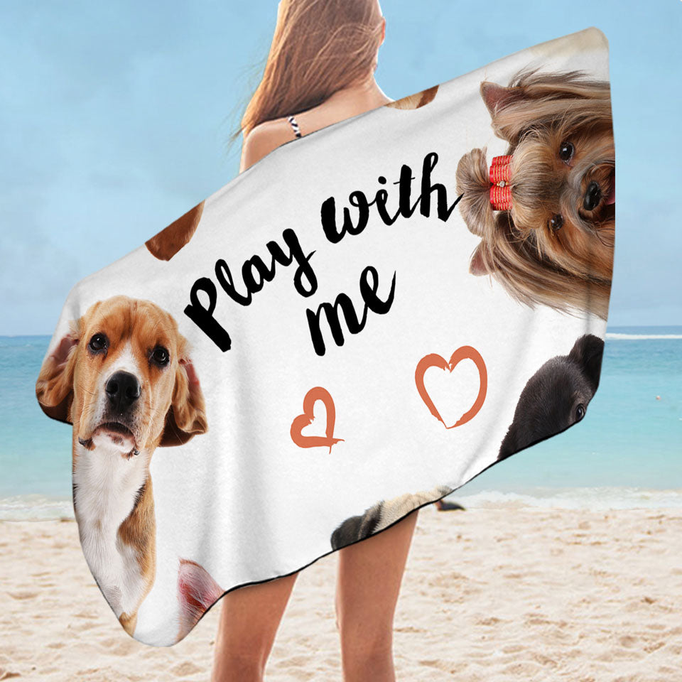 Dog Play With Me Cute Beach Towels