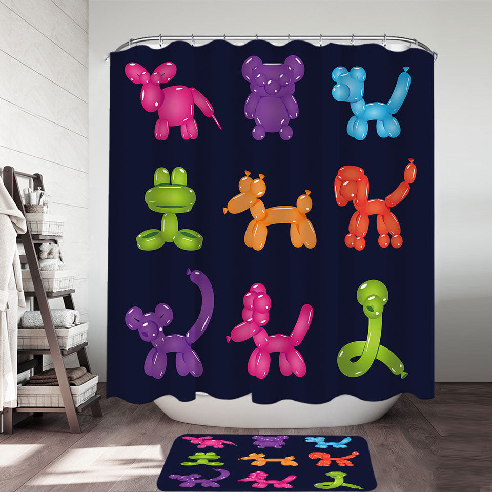 Dogs Shape Balloons Children Shower Curtains