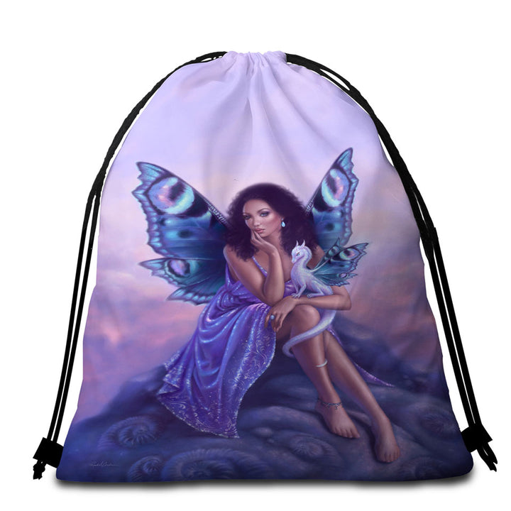 Dragon Fairy Gorgeous Black Girl Beach Bags and Towels