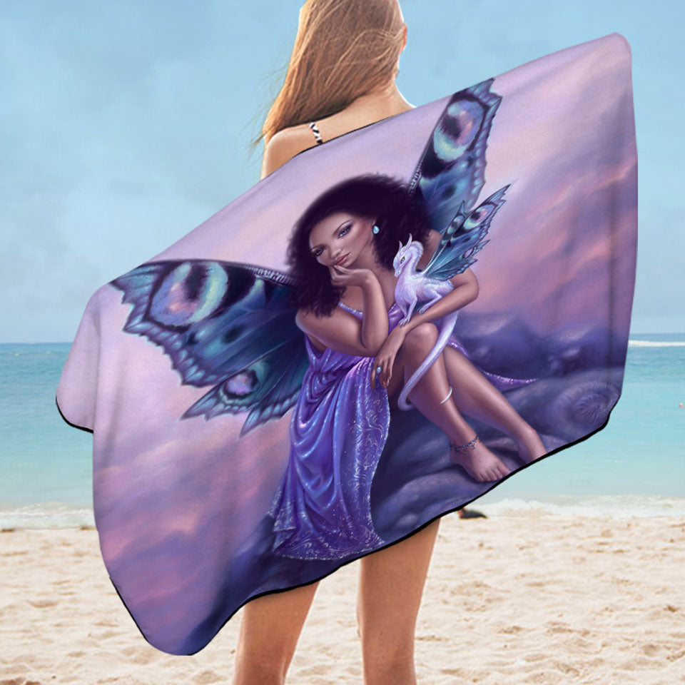 Dragon Fairy Gorgeous Black Girl Pool Towels