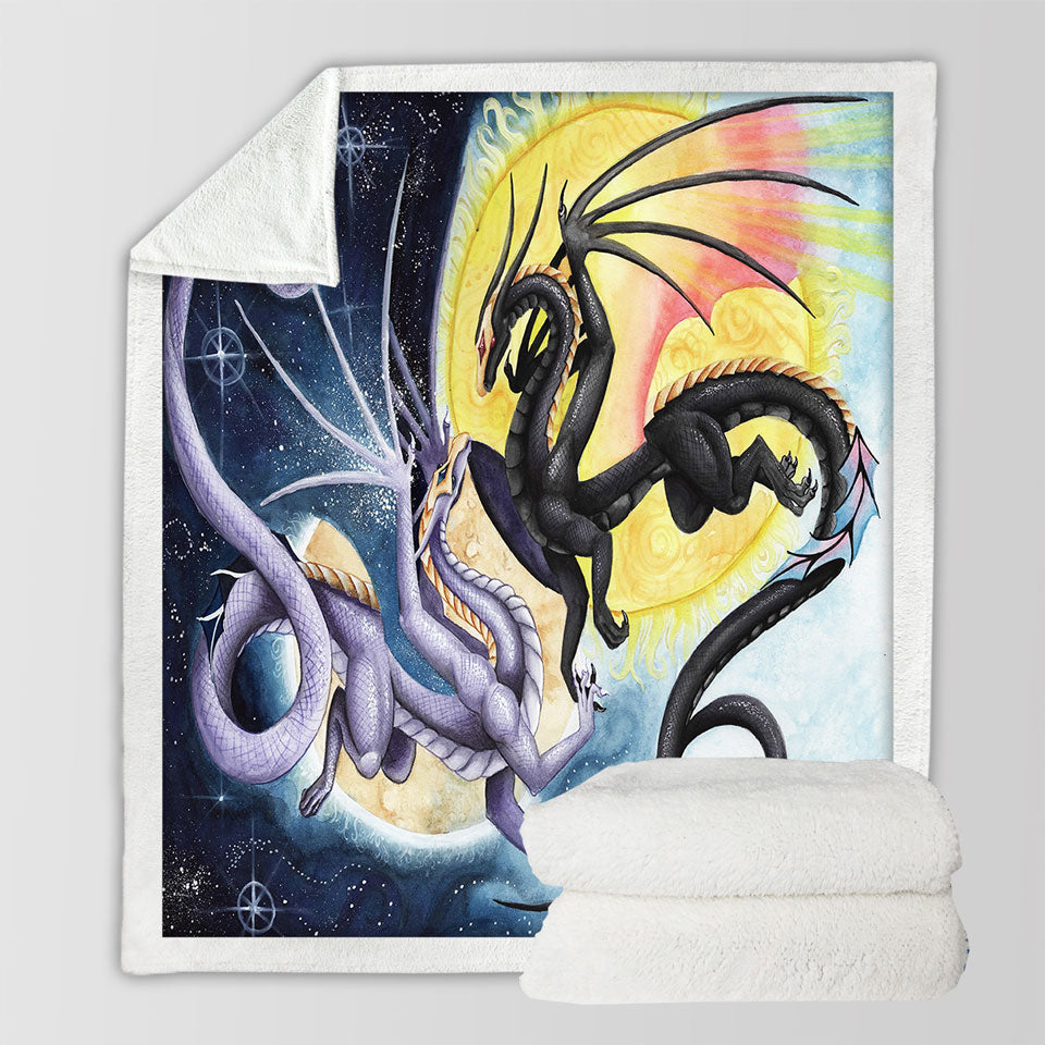 products/Dragons-War-Fantasy-Art-Sun-vs-Moon-Decorative-Blankets