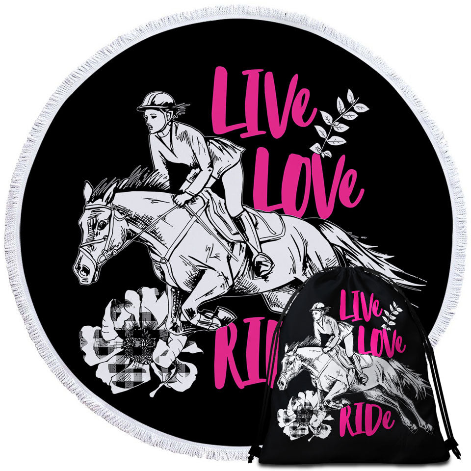 Dressage Beach Towels and Bags Set Live Love Ride Horse Riding