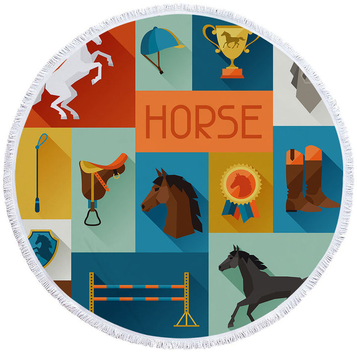 Dressage Horse Riding Circle Beach Towel