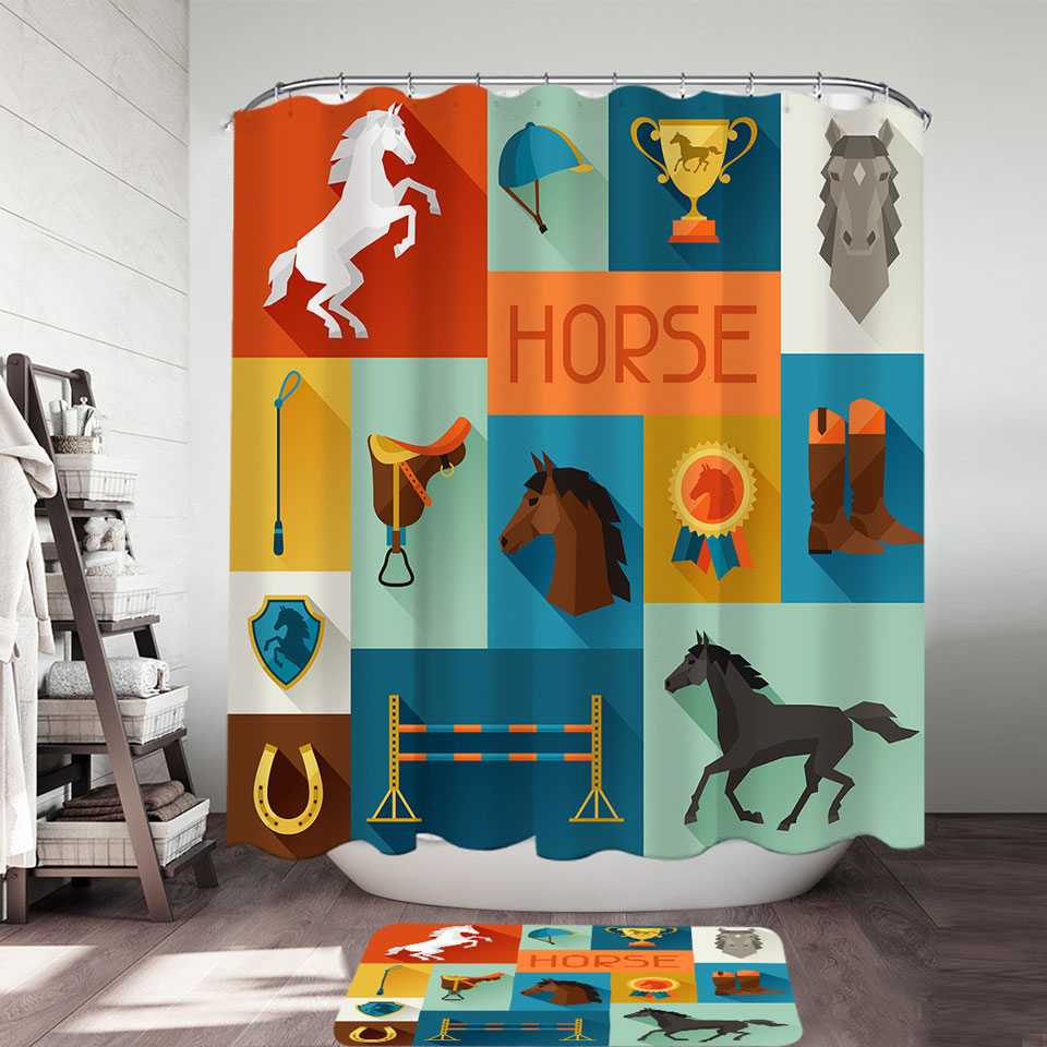 Dressage Horse Riding Shower Curtains