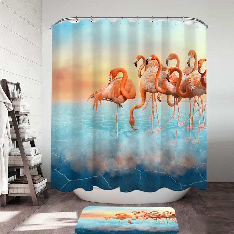 Dry Lake Flamingos Shower Curtain