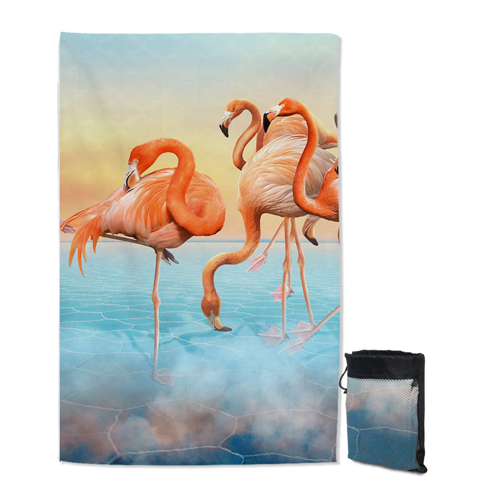 Dry Lake Flamingos Womens Beach Towel