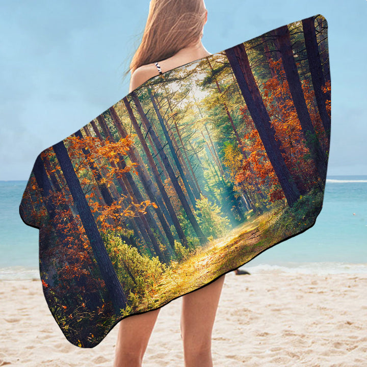 Early Autumn Forest Beach Towel