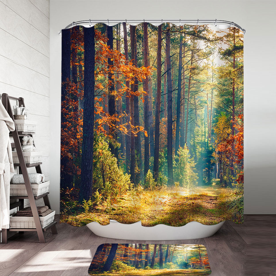 Early Autumn Forest Shower Curtain