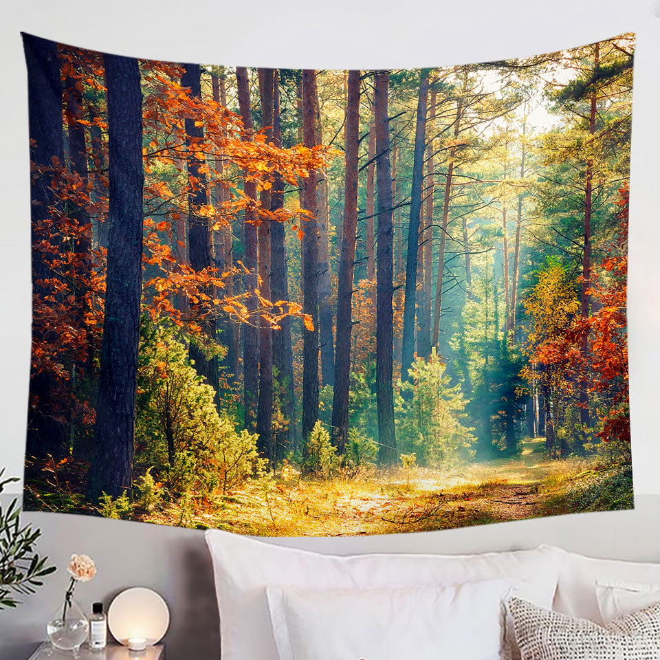 Early Autumn Forest Wall Decor Tapestry