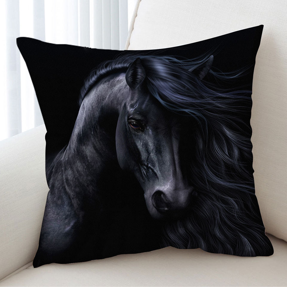 Elegant Horse Art the Black Cushion Covers