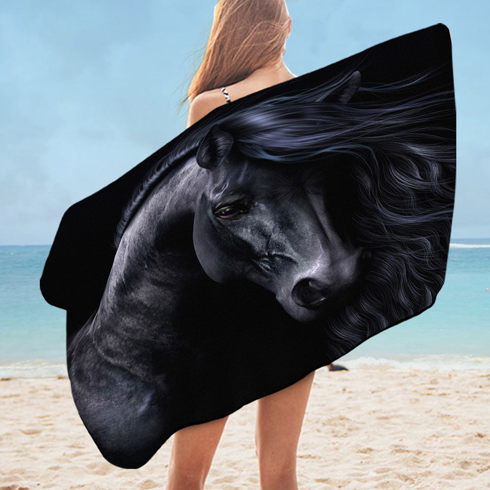 Elegant Horse Art the Black Pool Towels for Men